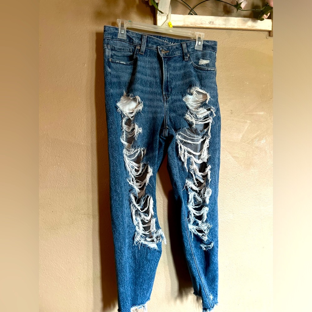 American Eagle Highest Rise Mom Distressed Jeans size 10 Short